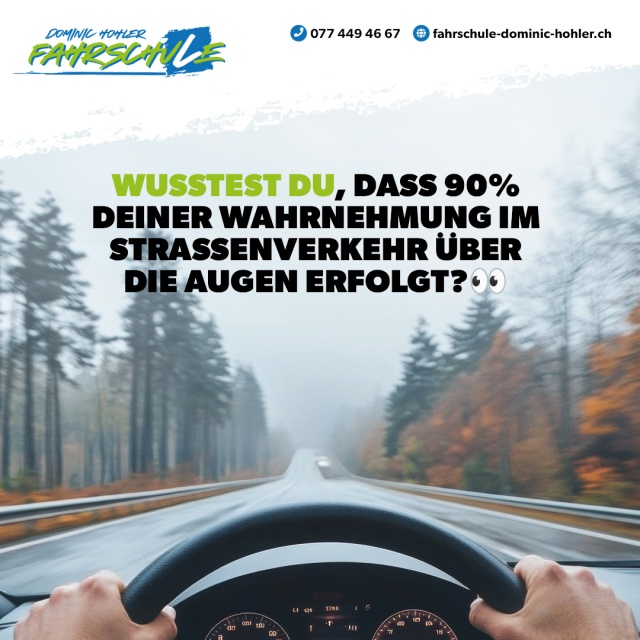 Wusstest Du: Verkehrssehen - Wusstest du, dass 90% deiner Wahrnehmung im Strassenverkehr �ber die Augen erfolgt?👀