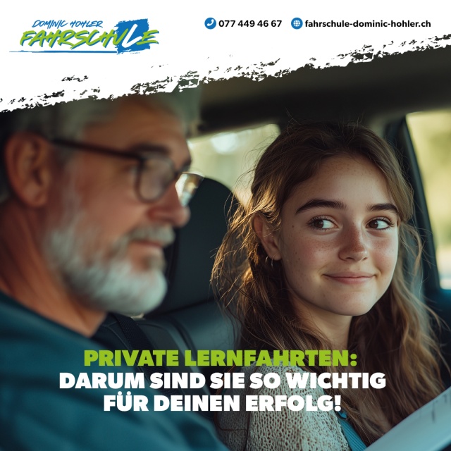Private Lernfahrten: Darum sind sie so wichtig f�r Deinen Erfolg! - Du m�chtest Deinen F�hrerschein so schnell und sicher wie m�glich machen? Dann sind private Lernfahrten die perfekte Erg�nzung zur professionellen Ausbildung bei der Fahrschule Dominic Hohler!