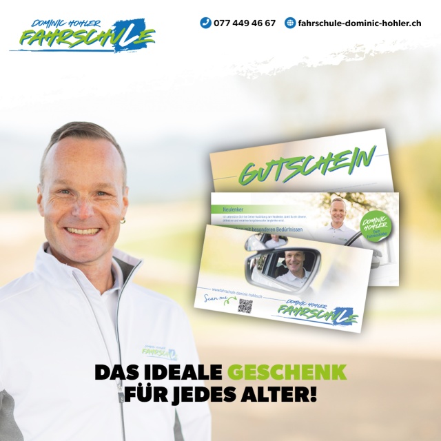 Das Geschenk, das bewegt: Fahrstunden-Gutscheine von der Fahrschule Dominic Hohler - Du suchst nach dem perfekten Geschenk f�r einen besonderen Menschen? Dann ist ein Geschenkgutschein f�r Fahrstunden bei der Fahrschule Dominic Hohler genau das Richtige.